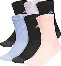 adidas Unisex Kids Crew Socks for Boys and Girls Youth (6-pack) Athletic Cushioned and Comfortable, Tall Mid-calf