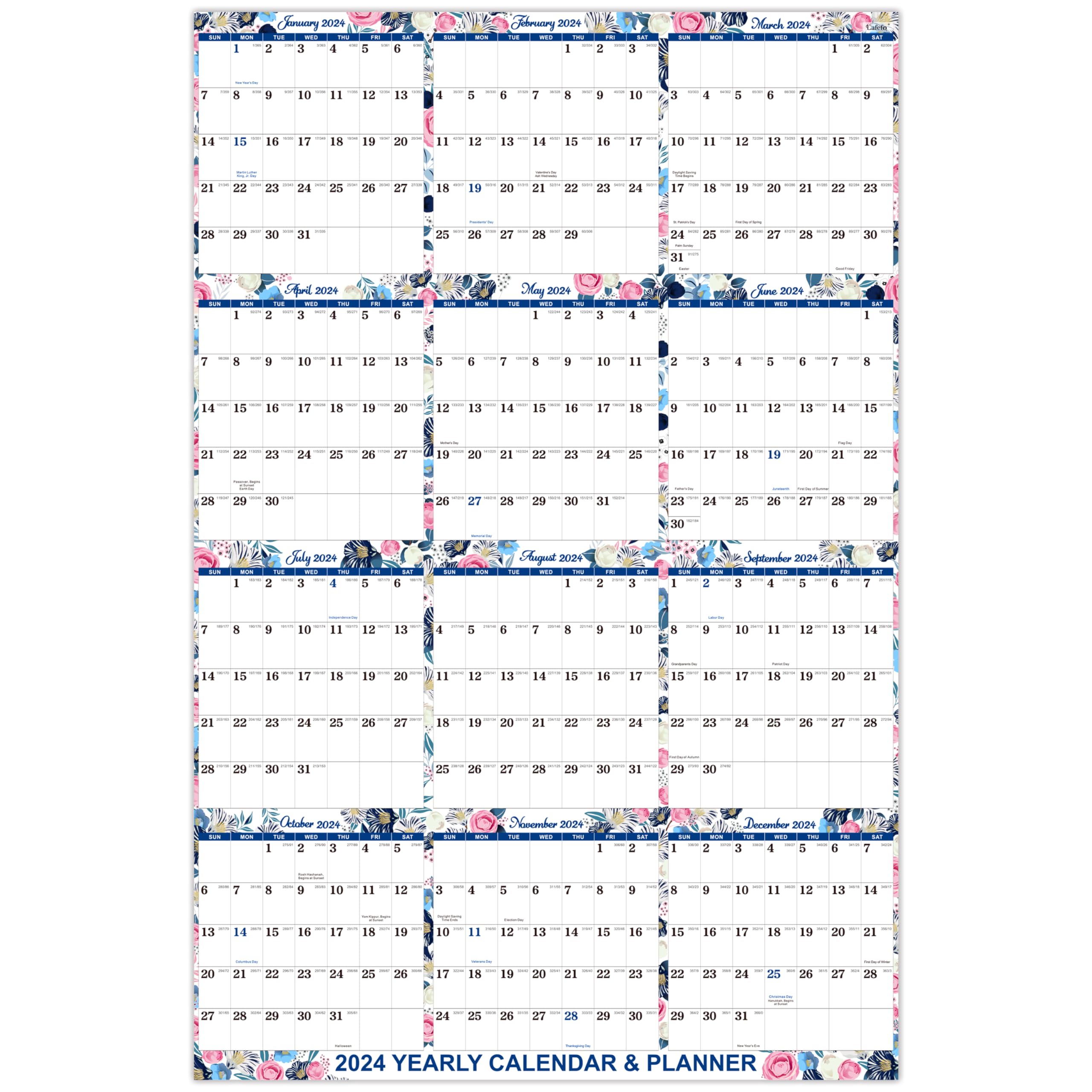 Buy 2024 Yearly Wall Yearly Wall 2024, 2024 Wall with Julian Date