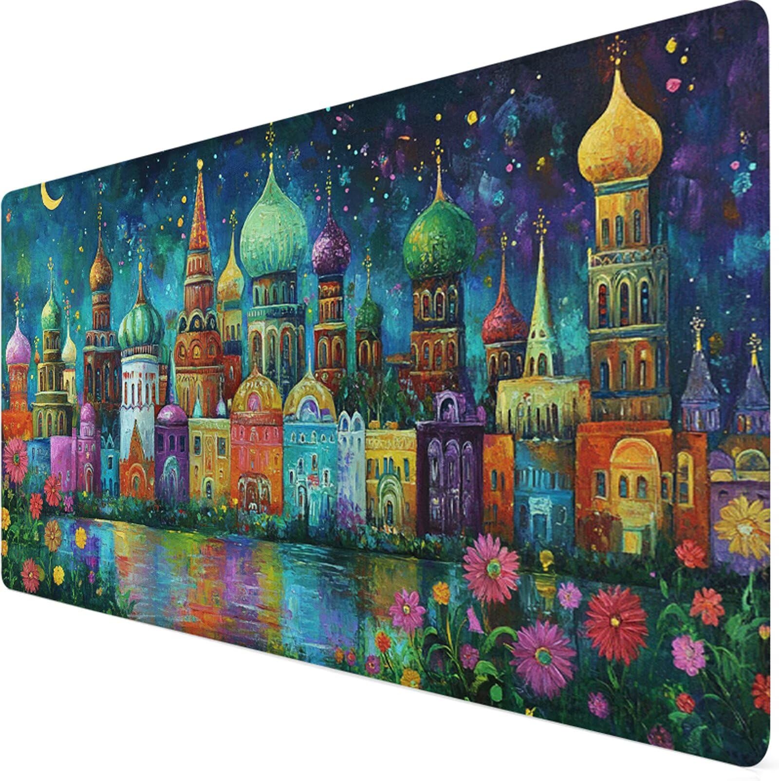 Podkładka pod mysz XXL 1000x500x3mm podkładka pod mysz księżyc podkładka pod mysz kwiat poprawia precyzję i szybkość, wodoodporne antypoślizgowe, szyte krawędzie, akcesoria do gier, komputer, prezent
