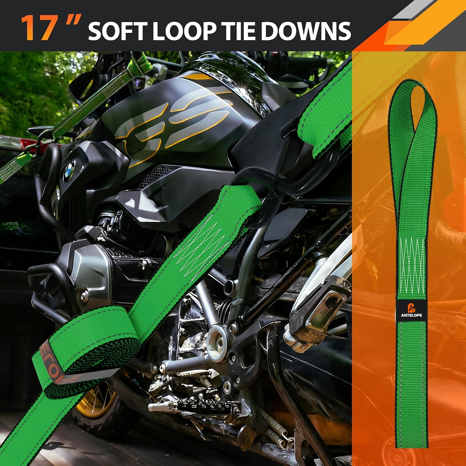 Ratchet Tie Down Straps Set, 5250 LBS Breaking Strength, 4 Pack 1.5" x 15' Heavy Duty Ratchet Straps, Cargo Strap, Motorcycle Straps for Trucks, Bicycle, Kayak, Moving, Tie Downs with S Hooks, Green