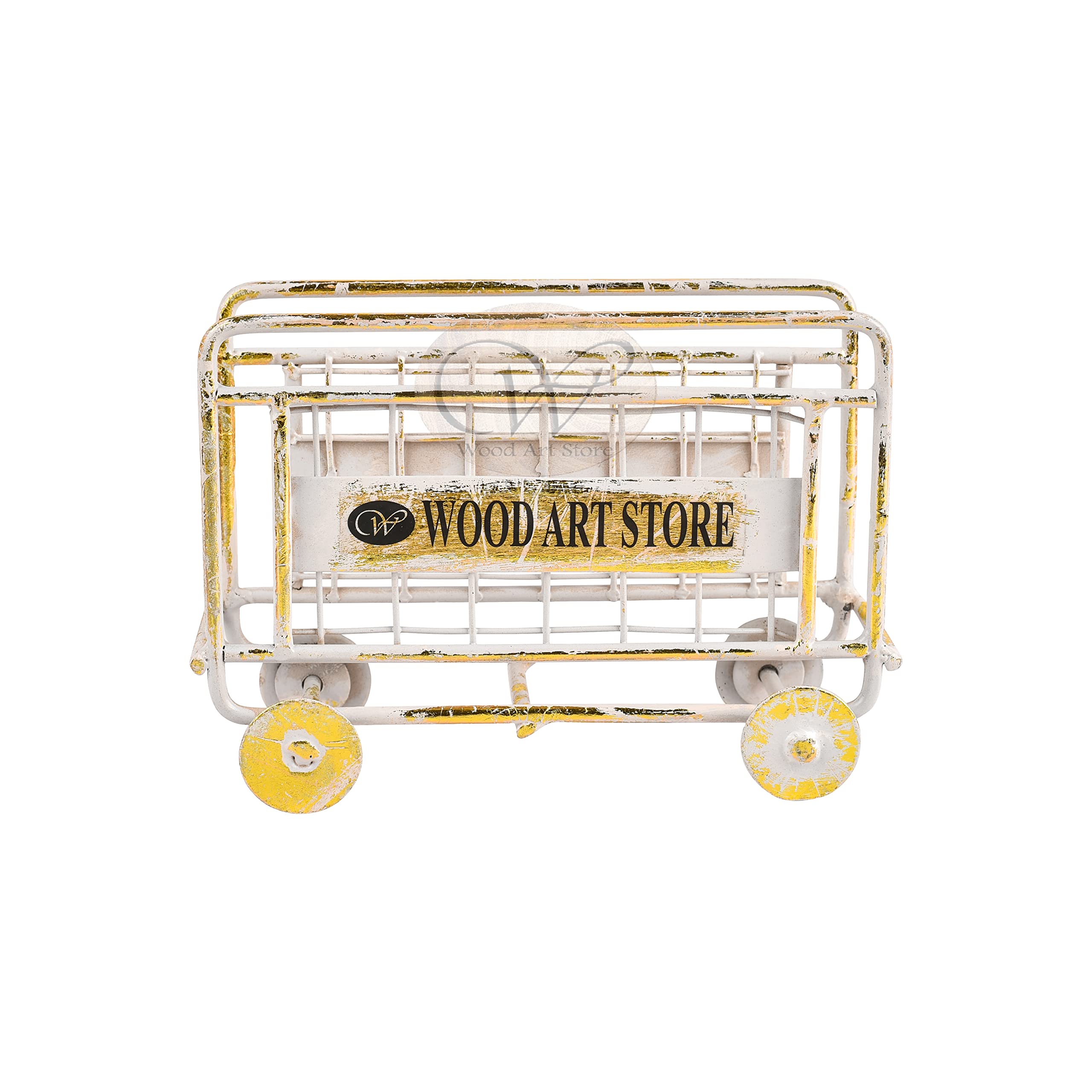 WOOD ART STORE Barricades Tissue Napkin Holder for Dining Table Tissue Paper Dispenser for Kitchen Countertops (White Golden Antique) 2