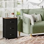 Somdot Nightstand, 3 Drawer Dresser for Bedroom, Bedside Table Night Stand End Table with Fabric Bins for Bedroom Closet Dorm, Black