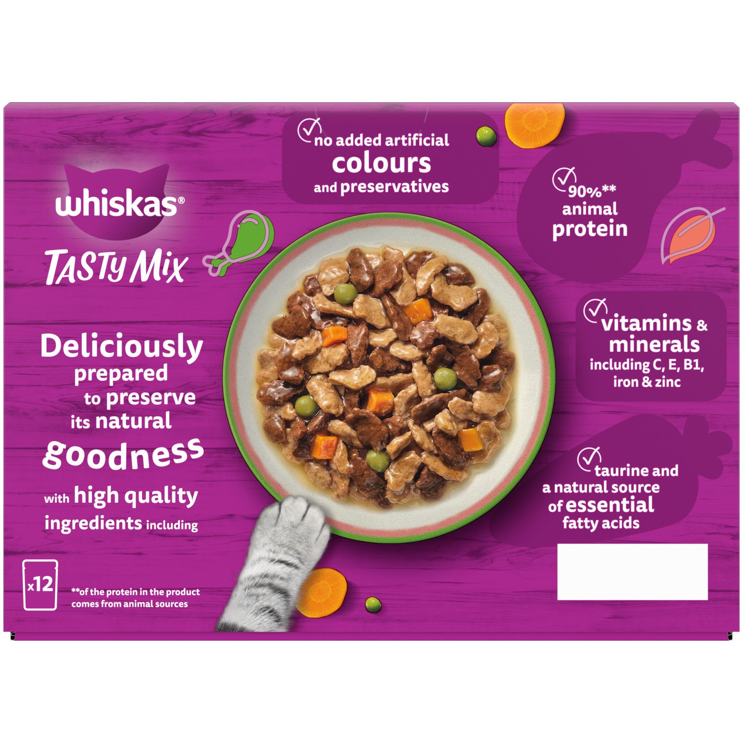 WHISKAS TASTY MIX Adult Wet Cat Food in Gravy 12x85g Chefs Choice (Pack of 4) - 3