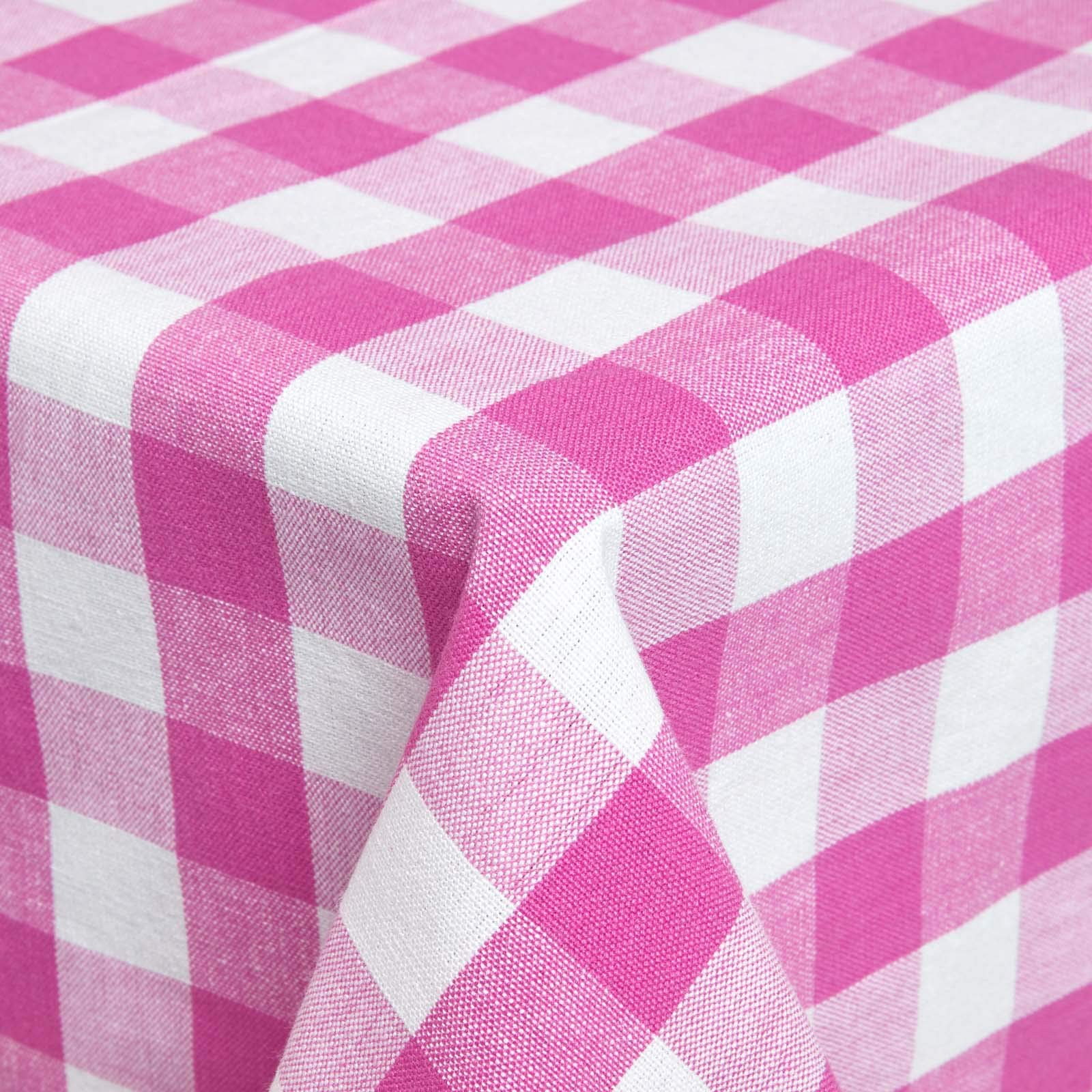 Homescapes Tovaglia a quadretti, 140 x 140 cm, in puro cotone ultra morbido, colore bianco e rosa