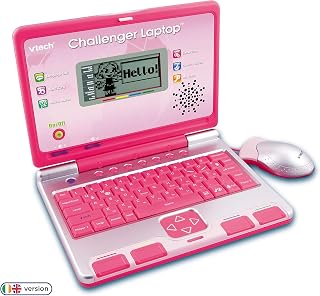 VTech Challenger Laptop, Pink, Kids Laptop with Vocabulary, Maths & French Learning Games, 2 Player Kids Computer, Educational Toy Computer for Kids, Fun Laptop, Boys and Girls Ages 4 Years +