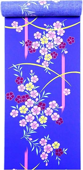 オンラインストア販売 浴衣 反物 ナデシコ柄・ブルー地・No. www