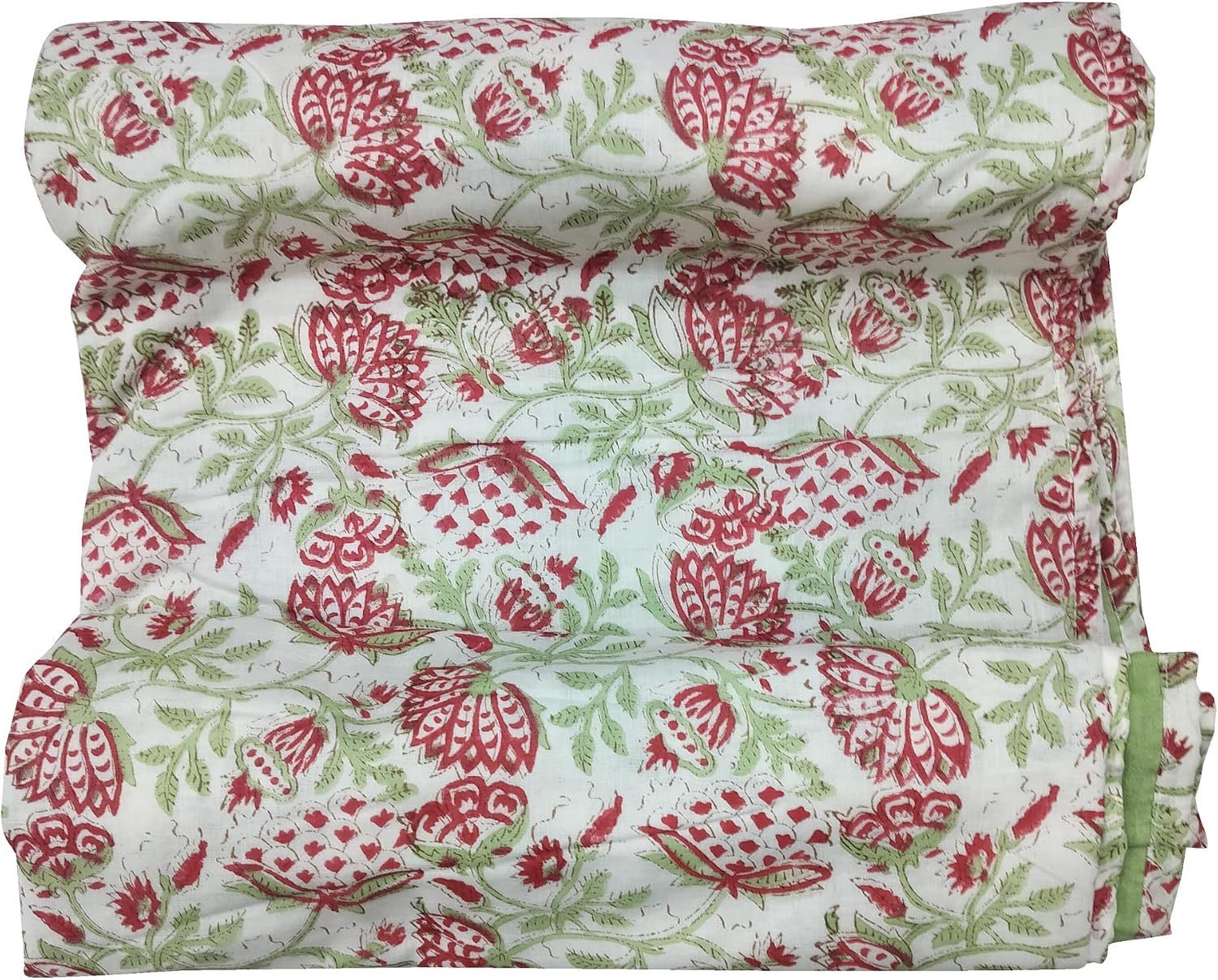 Floral Print Cotton Dohar Reversible AC Dohar, Hand Block Print Blanket Throw, Bedspread Quilt,AC Comforter,Indian Floral Cotton Quilt (King/Queen Size 90x108 Inch)