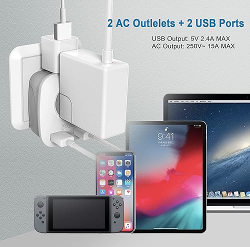 Miniatura 7 de Adaptador de viaje de enchufe europeo, paquete de 3 adaptadores de corriente FOVAL International con 2 USB, 2 salidas americanas, adaptador de