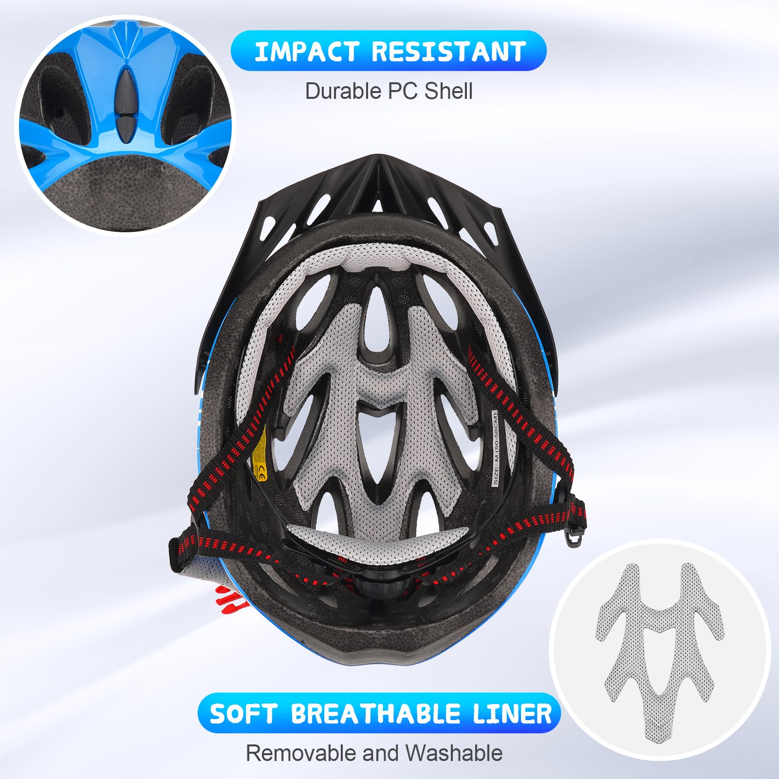 Casco Bici Bambino Regolabile 50-58 cm per 3-14 Anni
