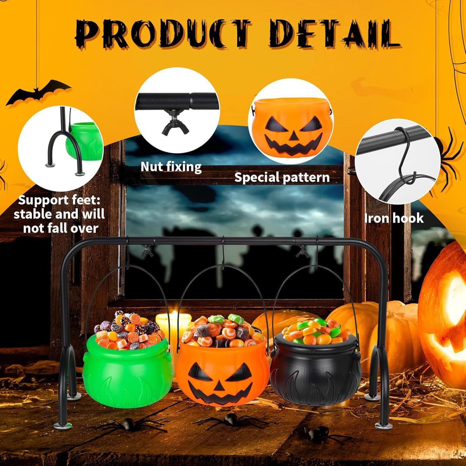 Calderone Di Servizio Decorativo Halloween 3 Secchielli Decorativi Feste