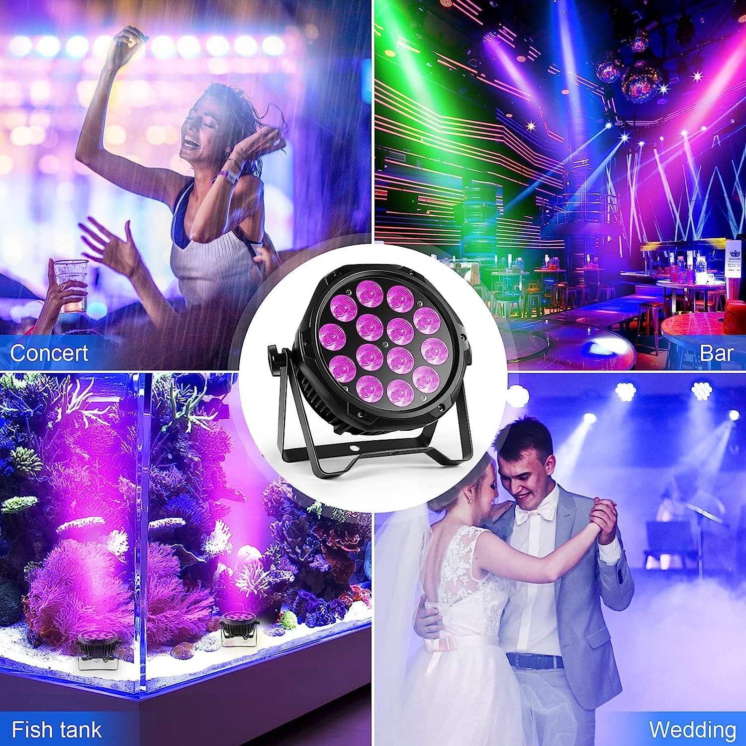 U`King 4PCS 70W LED Par Strahler IP65 Wasserdicht, RGBW Bühnenlicht Scheinwerfer Outdoor Bühnenbeleuchtung Ideal für Hochzeit Party Außenanwendungs Bühnenbeleuchtung