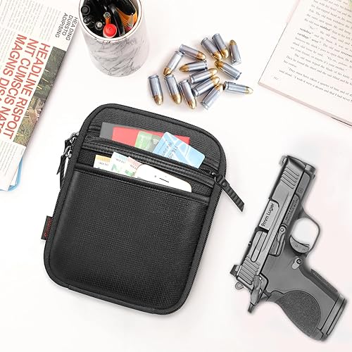 Vista 28 de FINPAC Bolsa de transporte oculta para pistola con correa para el hombro, funda suave para pistola, riñonera para cinturón para armas de fuego