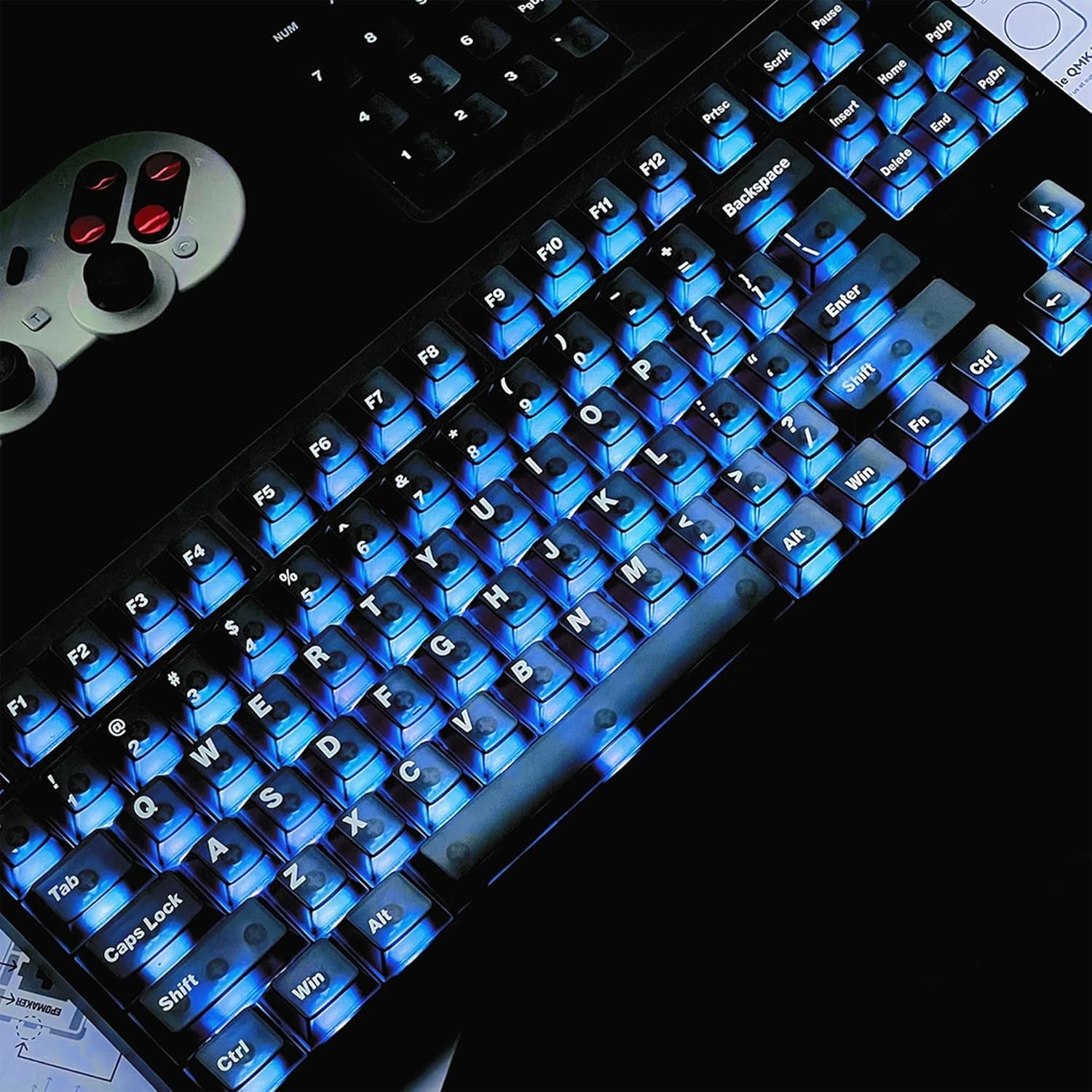 mintcaps Transparent Black keycaps 60 75 Percent, Custom Backlit Shine Through Keyboard Key caps, Cherry Profile Keycaps for MX Switches Mechanical Keyboard(151keys)