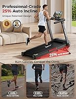 Vista 2 de Cinta de correr para el hogar con inclinación automática del 25%, velocidad máxima de 8.5MPH, pantalla LED extra grande, capacidad de 300LBS