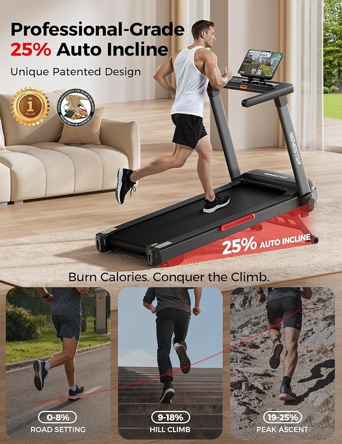 Caminadora Eléctrica con Inclinación Automática 25% 3.5HP Pantalla LED Táctil Negra miniatura 2