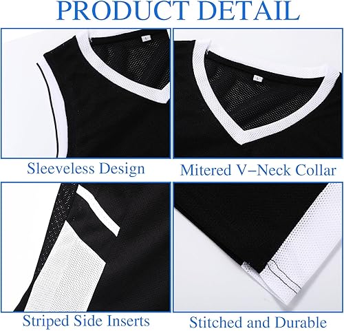 Miniatura 5 de Sintege 12 piezas de camisetas de baloncesto para jóvenes y niños, camisetas de práctica de baloncesto en blanco, uniformes de equipo deportivo