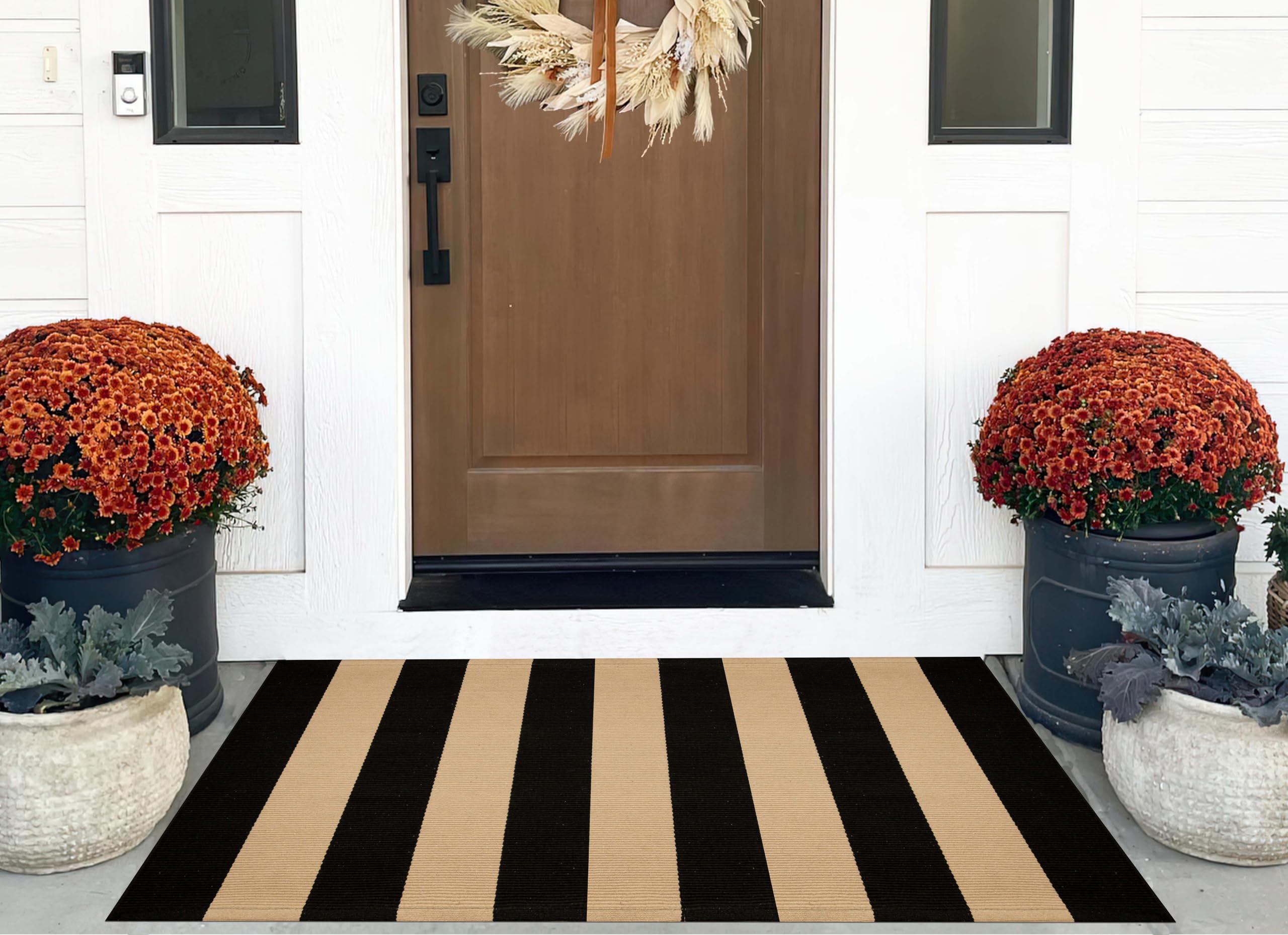 Alfombra de Rayas superpuestas de 70 x 109 cm, Alfombra de Estilo rústico