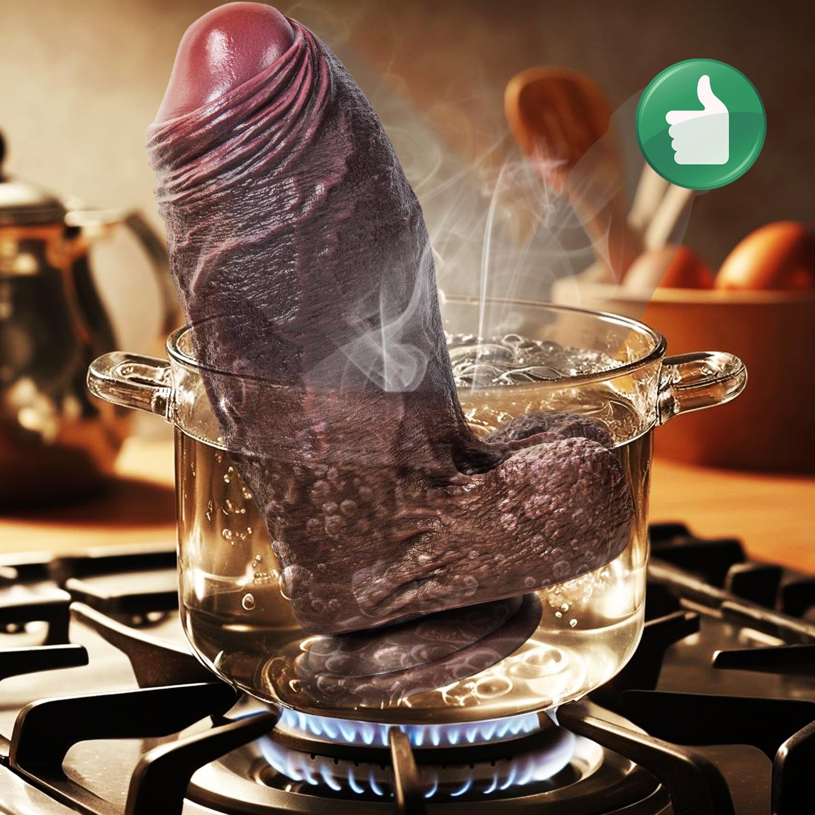 Dildo realistico da 7,5 cm di diametro, dildo oversize non sigillato da 21,7 cm, plug anale XXL, giocattolo anale in silicone nero a doppia densità con ampia base a ventosa, per utenti esperti