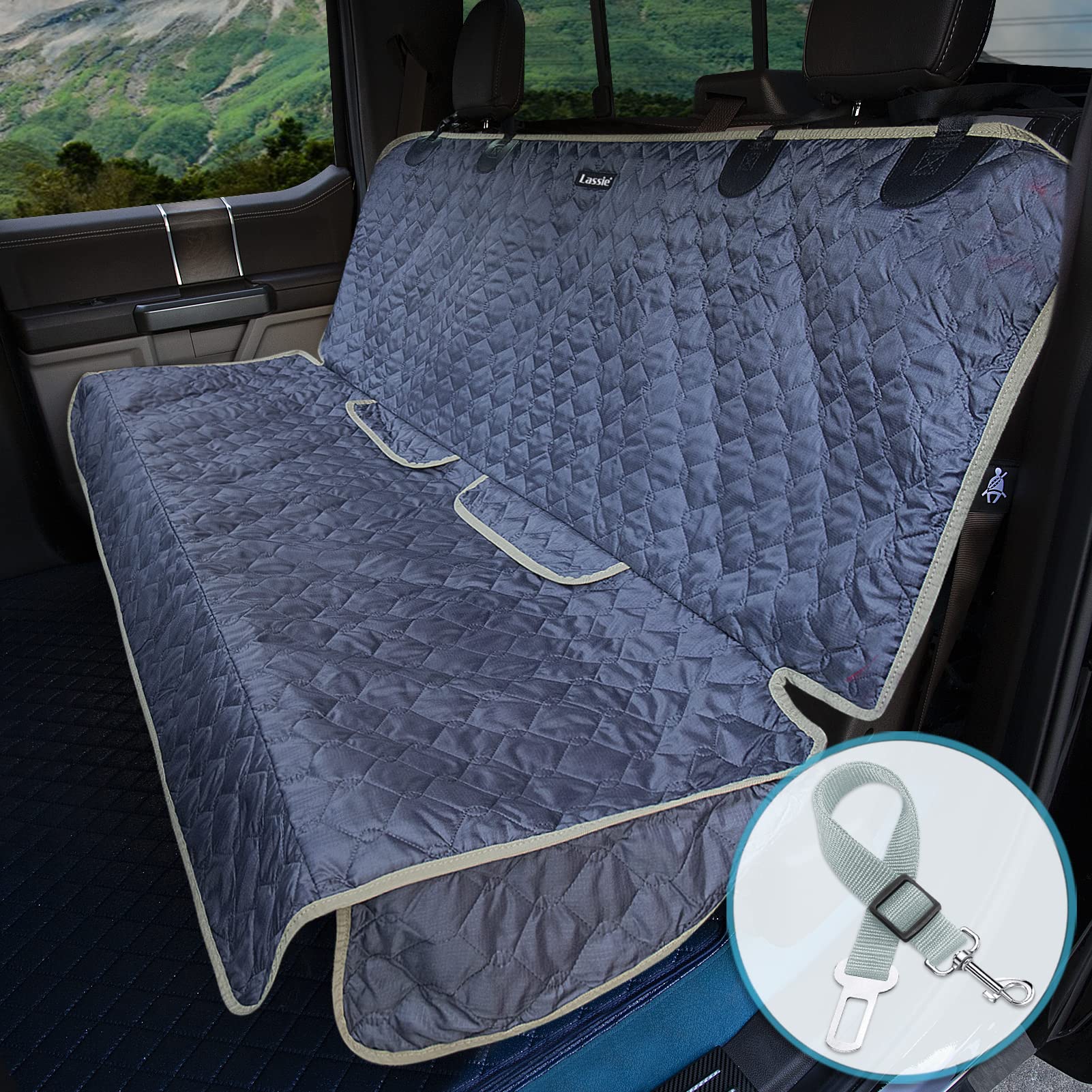 Lassie Dog Car Seat Cover for Back Seat, Heavy-Duty, Nonslip Waterproof Backseat Dog Cover for Car, Washable Car Bench Seat Cover, Universal Car Seat Protector for Backseats, Trucks & SUVs