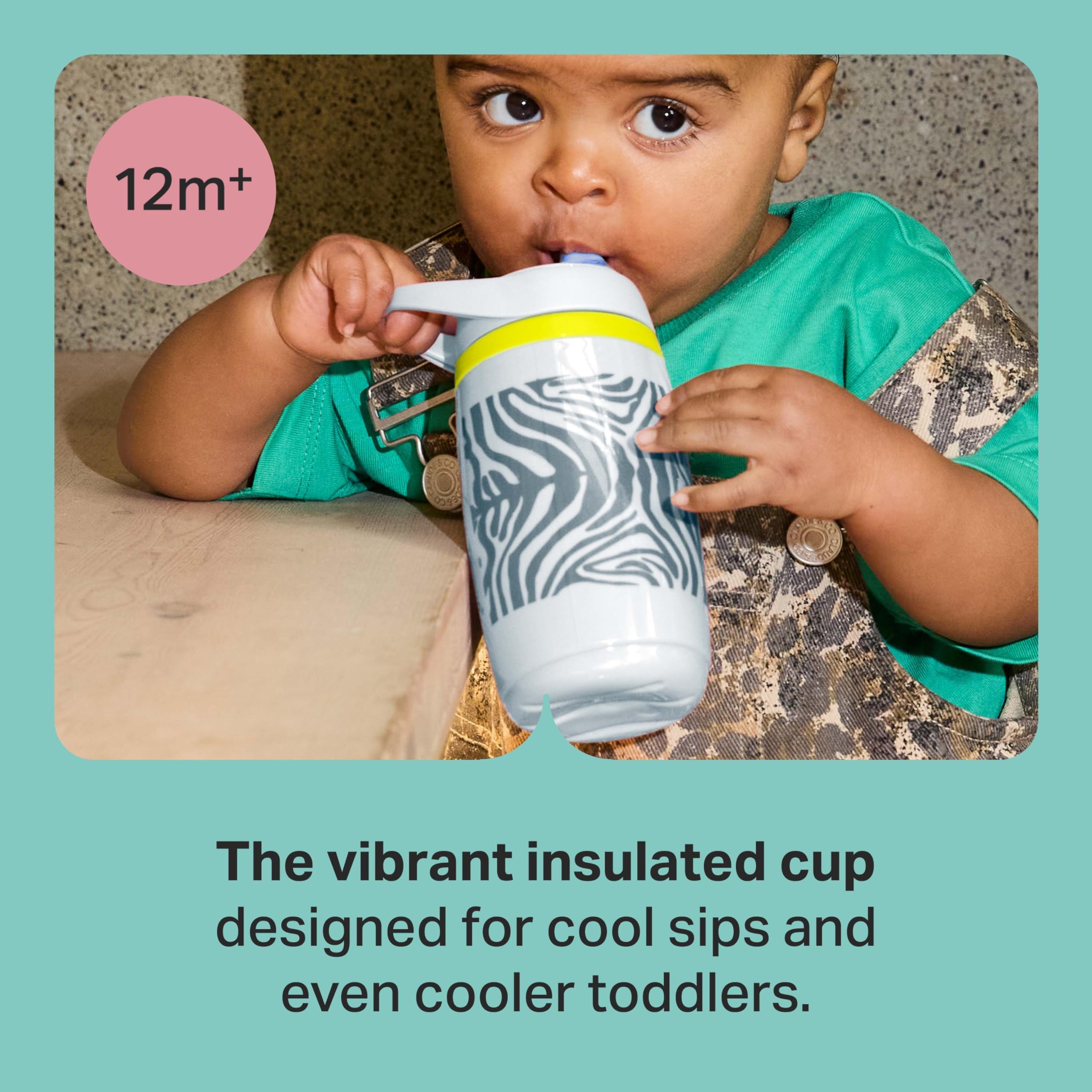 Tommee Tippee Insulated Active Spout Toddler Sippy Cup, 266ml, 12m+, Pack of 2, Leak-Proof Children's Water Bottle with Handle in Fun Colours and Animal Print, Pink & Purple — view 3