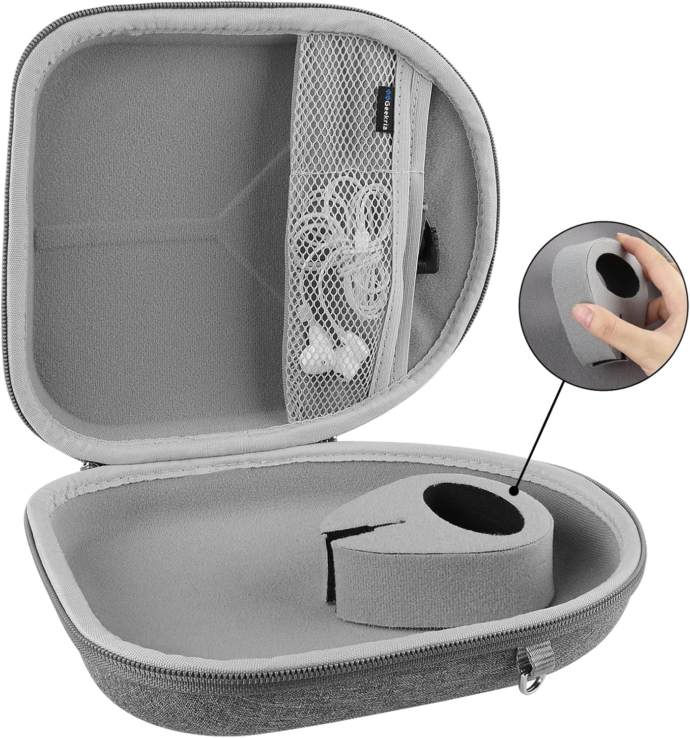Geekria Shield Headphones Case Compatible with Sony WH-CH720N, WH-1000XM5, WH-1000XM4, WH-XB910N, Replacement Hard Shell Travel Carrying Bag with Cable Storage (Grey) - Image 3