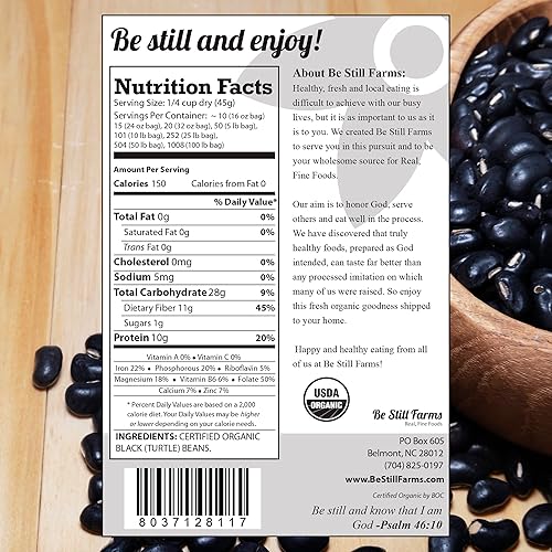Miniatura 2 de Be Still Farms Frijoles negros orgánicos secos (4.8 libras) - Frijoles secos de tortuga a granel - Ideal para sopa, salsa, ensaladas - Alto en