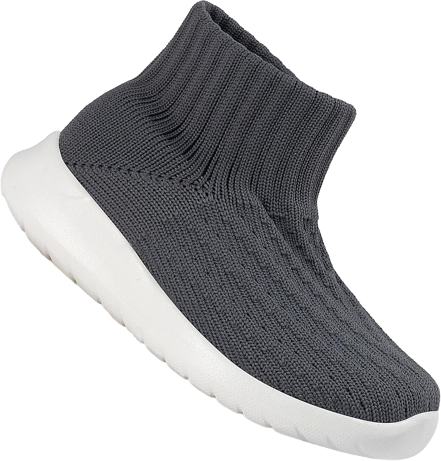 Kids Sock Shoes Girls&Boys Lightweight Sneakers Non Slip Breathable Tennis Shoes Pull On Athletic Wide Shoes Washable Black White Pink Grey Khaki Size 6-12