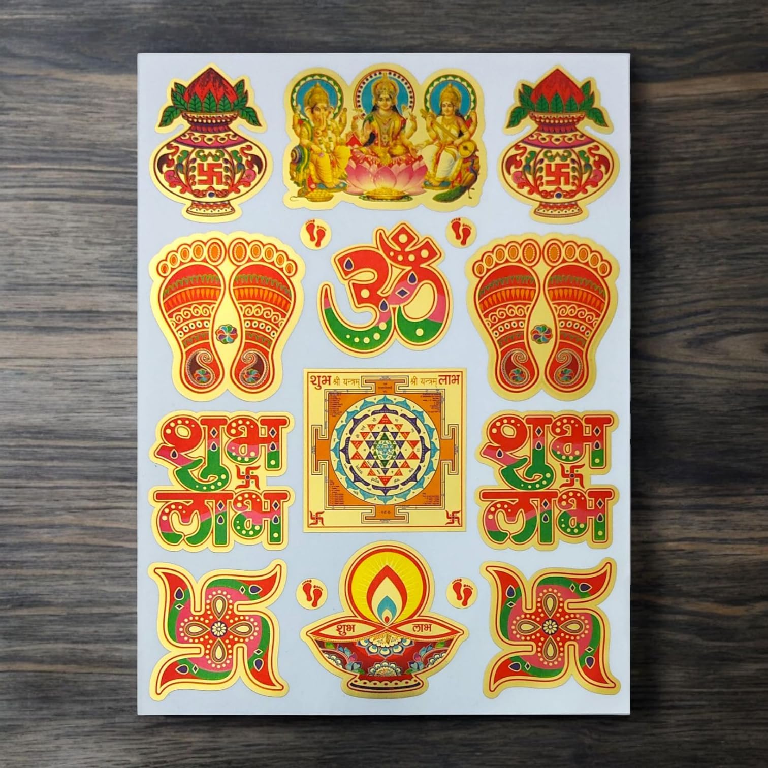 Shubh Labh Pooja Stickers - Om, Swastik & Lakshmi -3