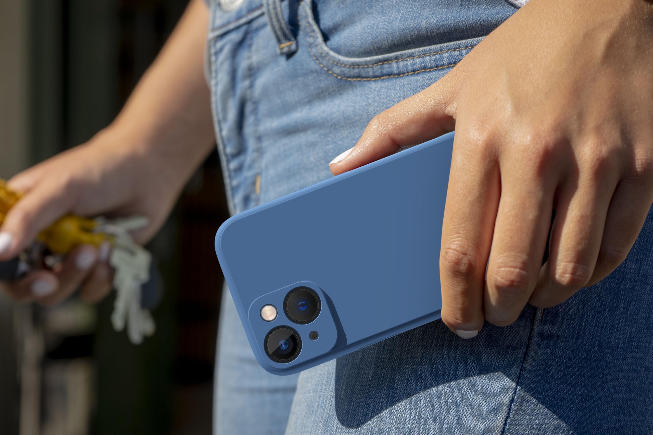 Rdyi6ba8 Cover Tessuto per iPhone 13 Mini, Ultra Sottile Leggero in Tela + Morbido TPU Silicone Paraurti Case per iPhone 13 Mini (Blu
