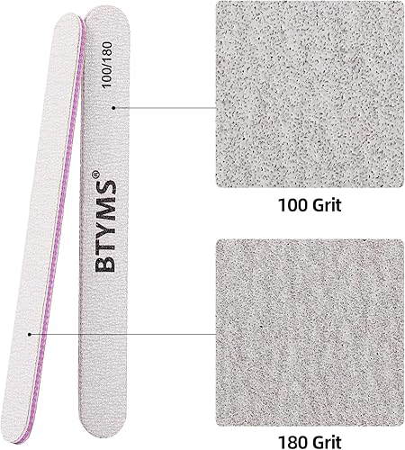 Miniatura 3 de BTYMS 25 limas de uñas a granel de doble cara de esmeril de grano 100180 limas de pulido de uñas para uñas acrílicas y naturales