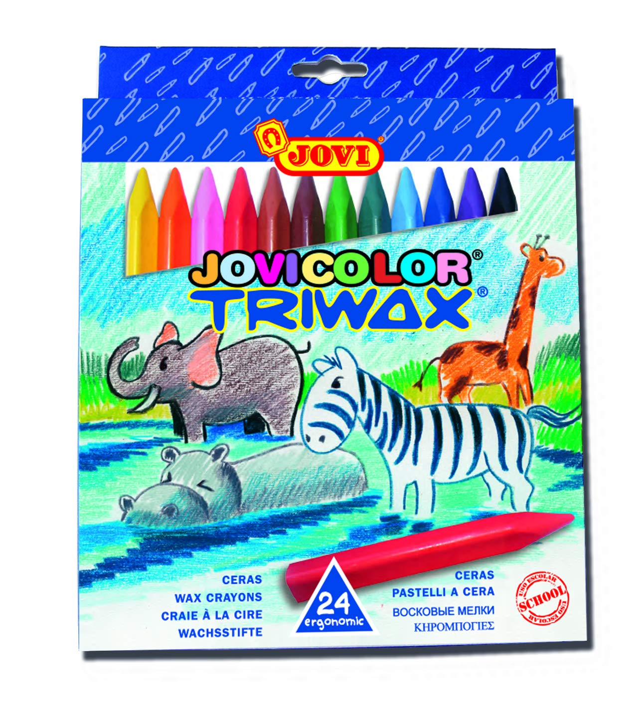 Jovi973/24 – Crayons Triangular triwax, Case 24 Crayons Assorted