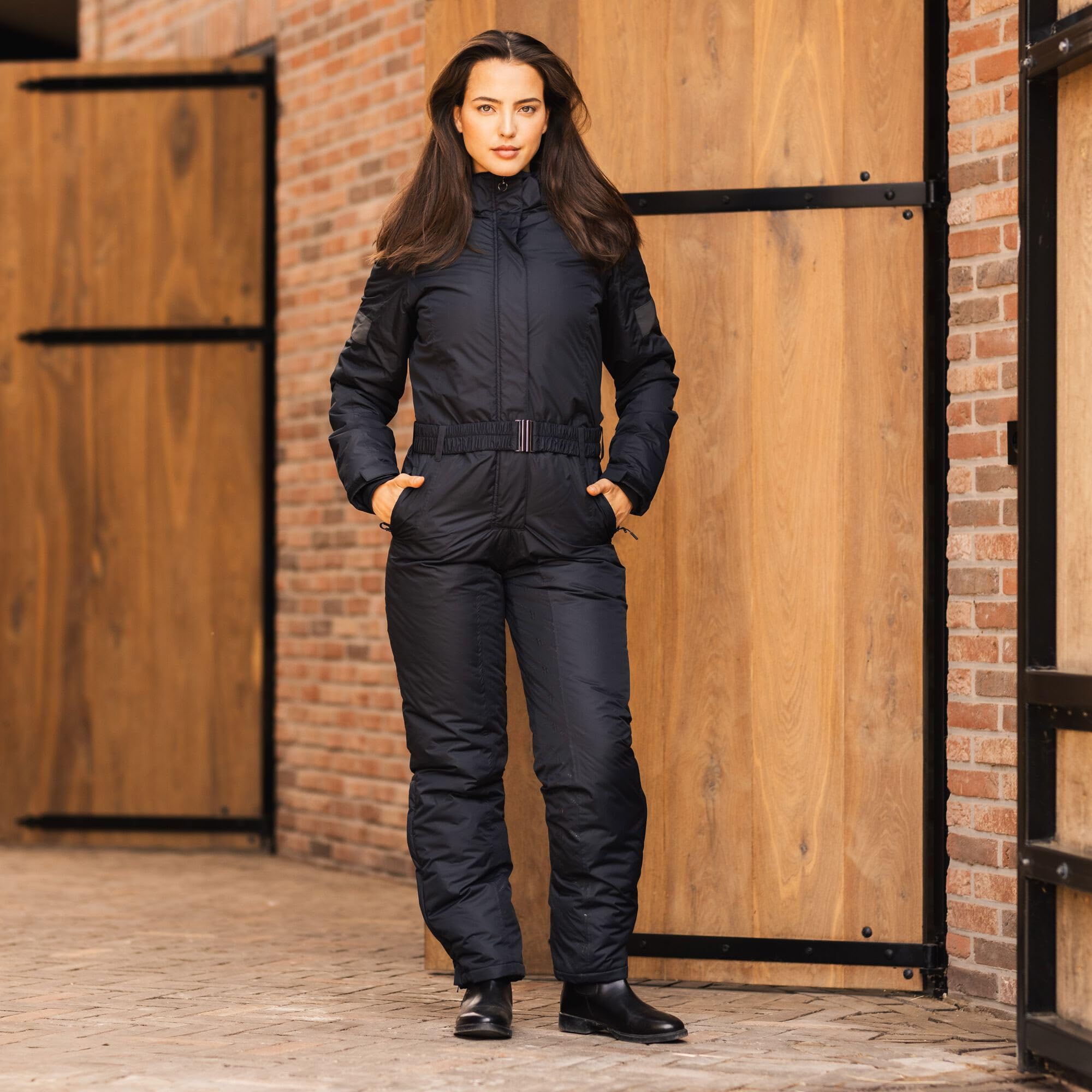 HORZE Damen Overall Annica, wasserabweisend, Winddicht, Silikon Vollbesatz, Schwarz, 40
