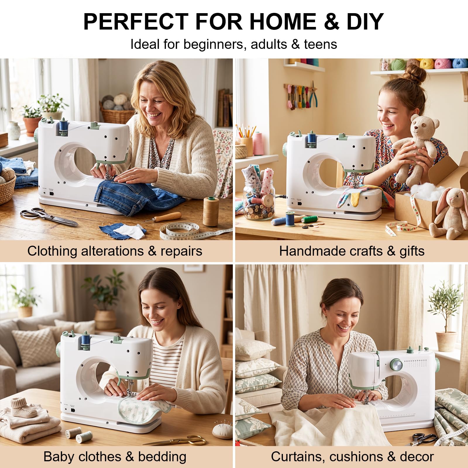 Máquina de Coser Principiantes 12 Programas de Puntadas con Kit de Costura