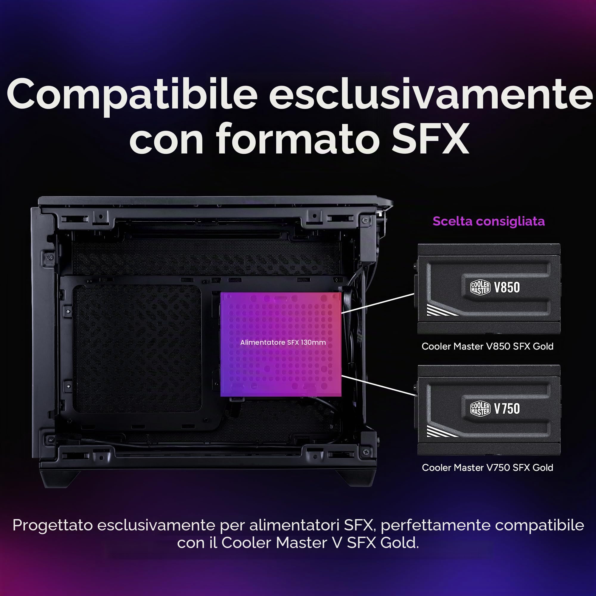 Cooler Master NR200P V3 Mini-ITX PC Case Ready, Top Mount 280mm AIO, PCIe 5.0 Riser, 361.5mm Vertical GPU Mount, Progettato Ready Nvidia RTX 5090 | AMD RX 9070 XT, SFX PSU - Pronto per l'installazione
