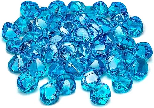 Stanbroil Diamantes de cristal de fuego de 10 libras, vidrio de fuego brillante de 12 pulgada para chimenea y paisajismo, brillo azul caribeño