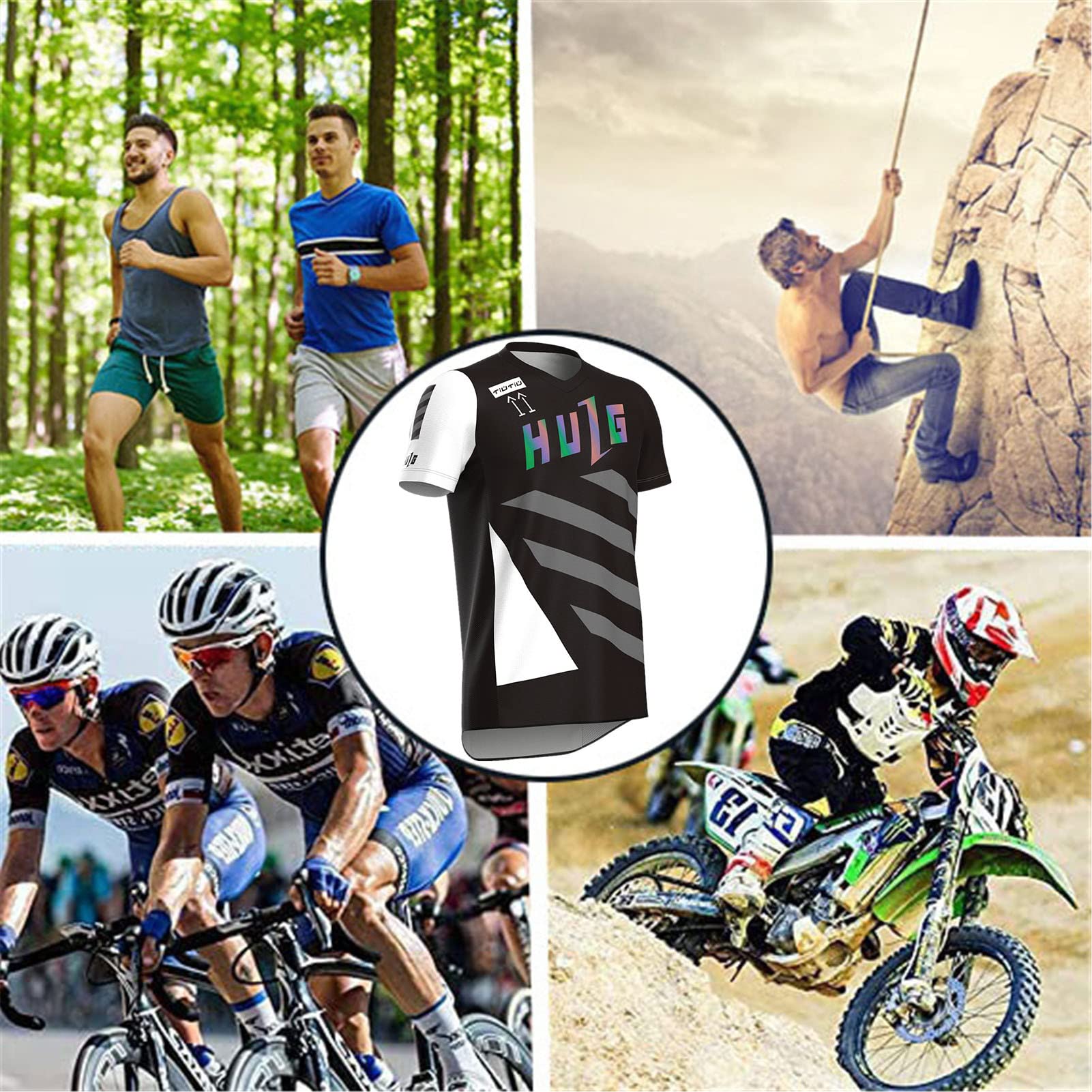 Maillot VTT à Manches Courtes pour Hommes, Maillot De Descente, Vêtements De Vélo pour Hommes Vêtements De Cyclisme/Motocross Chemise De Vélo De Montagne VTT BMX