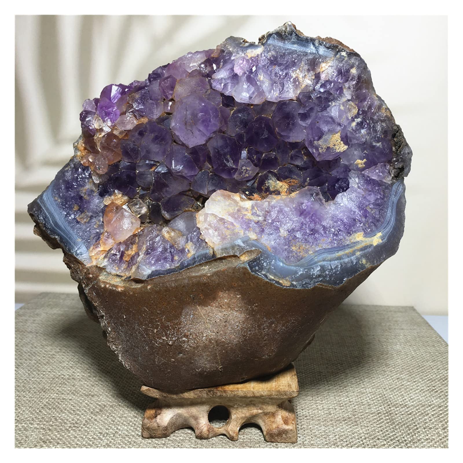 Amethyst geode 1500g Natural Agate Amethyst Geode, Stone And Reiki Healing Quartz Crystals Specimen Ornament, Home Furnishing Decoration Point crystal decor