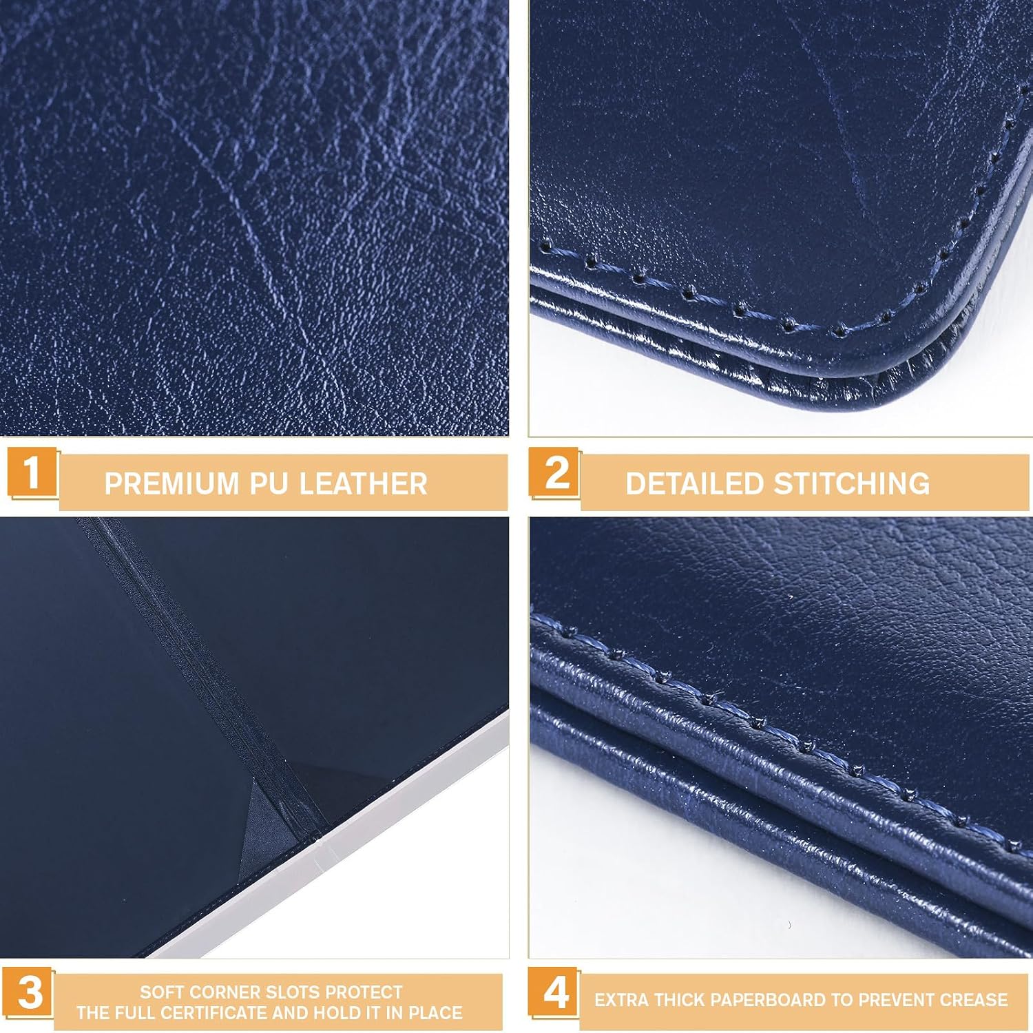 Tenare 10 Pcs Leather Certificate Holder 8.5 x 11 Inch PU Black Red Blue Purple Phd Bachelor Master Diploma Cover Professional Award Folder for Official Graduation Competition Contest Charity (Blue)