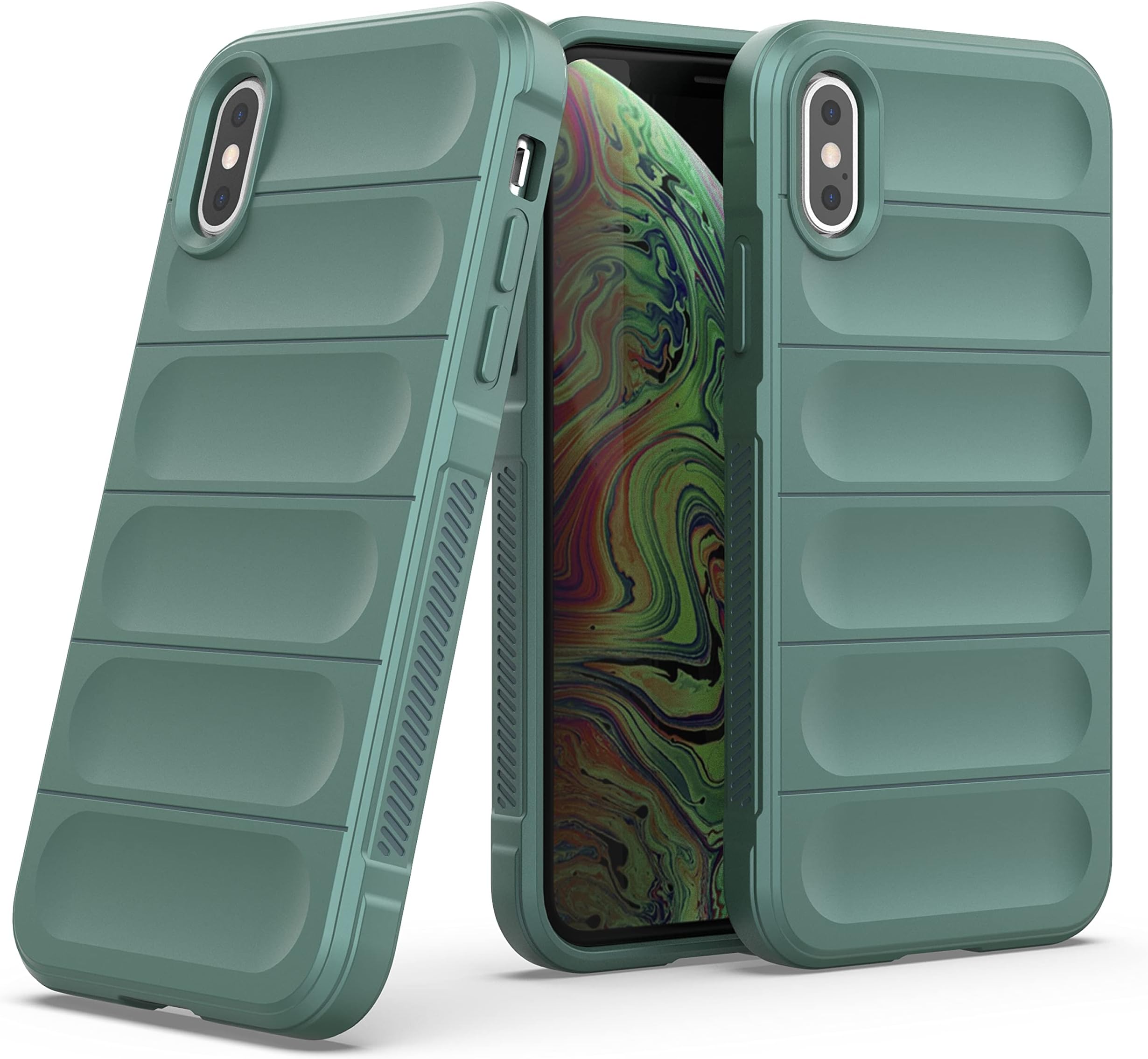 Back Case Cover for iPhone X/Xs | Compatible for iPhone X/Xs Back Cover | Liquid Silicon Magic Case with Camera Protection | Dark Green