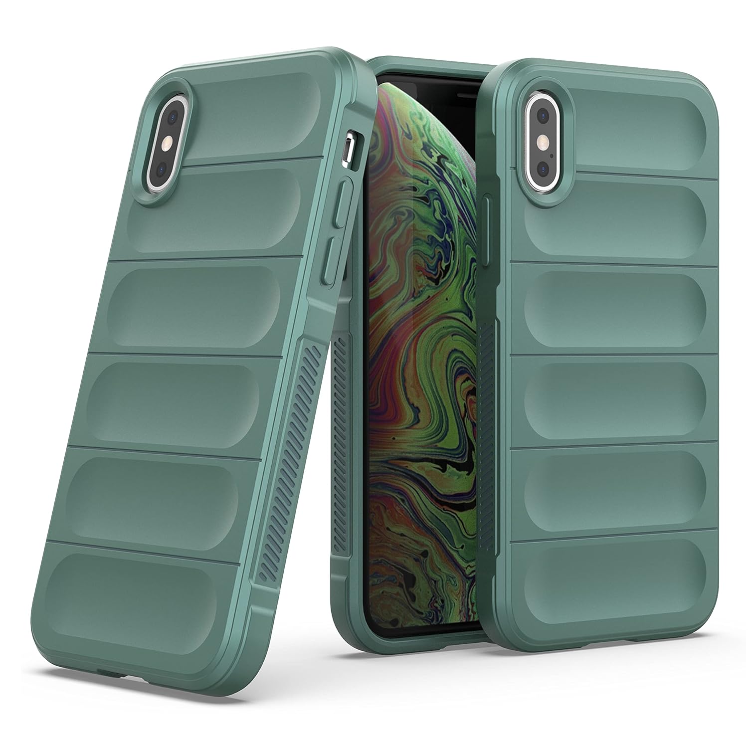 Zapcase Back Case Cover for iPhone X/iPhone Xs | Compatible for iPhone X/iPhone Xs Back Cover | Liquid Silicon Magic Case with Camera Protection | Dark Green