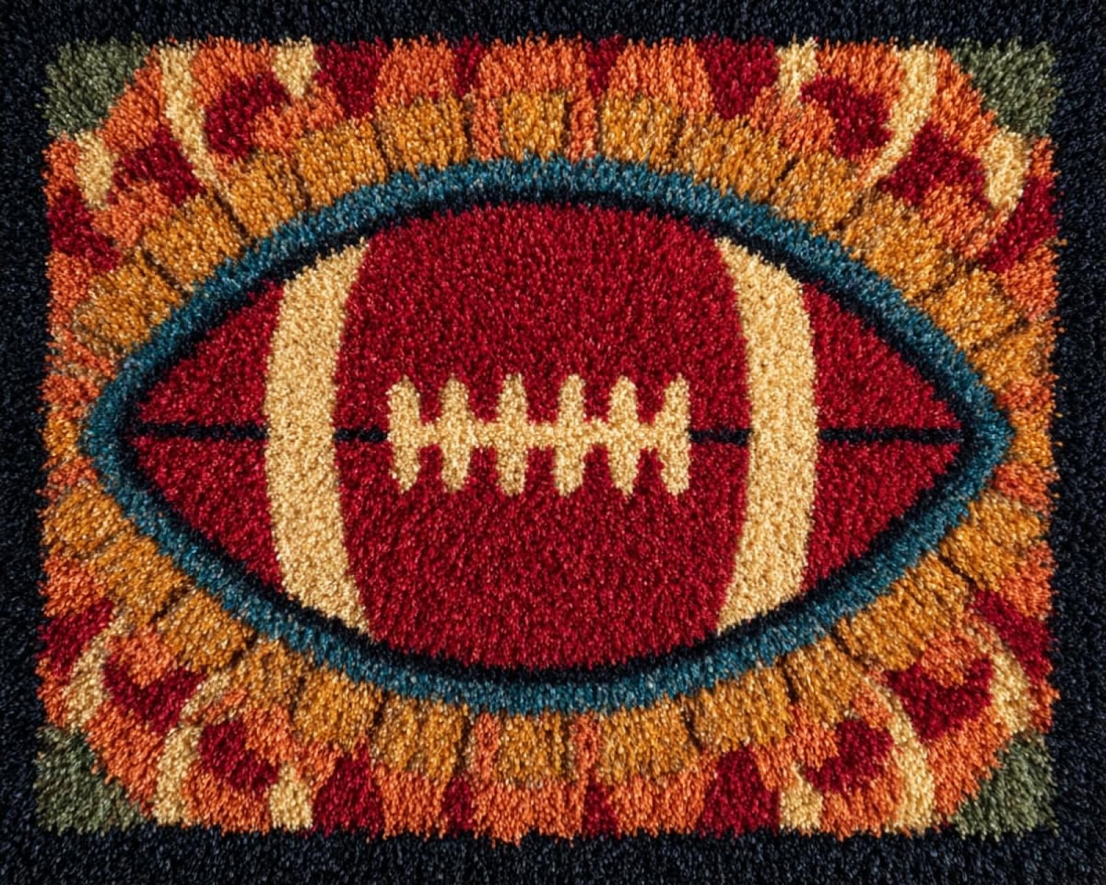 Wallphantom DIY Latch Hook Rug Kit,Baseball,Latch Hook Kits for Adults,Home Carpet Rug Making,Needlework Crafts Rug for Home Decor,60x90cm