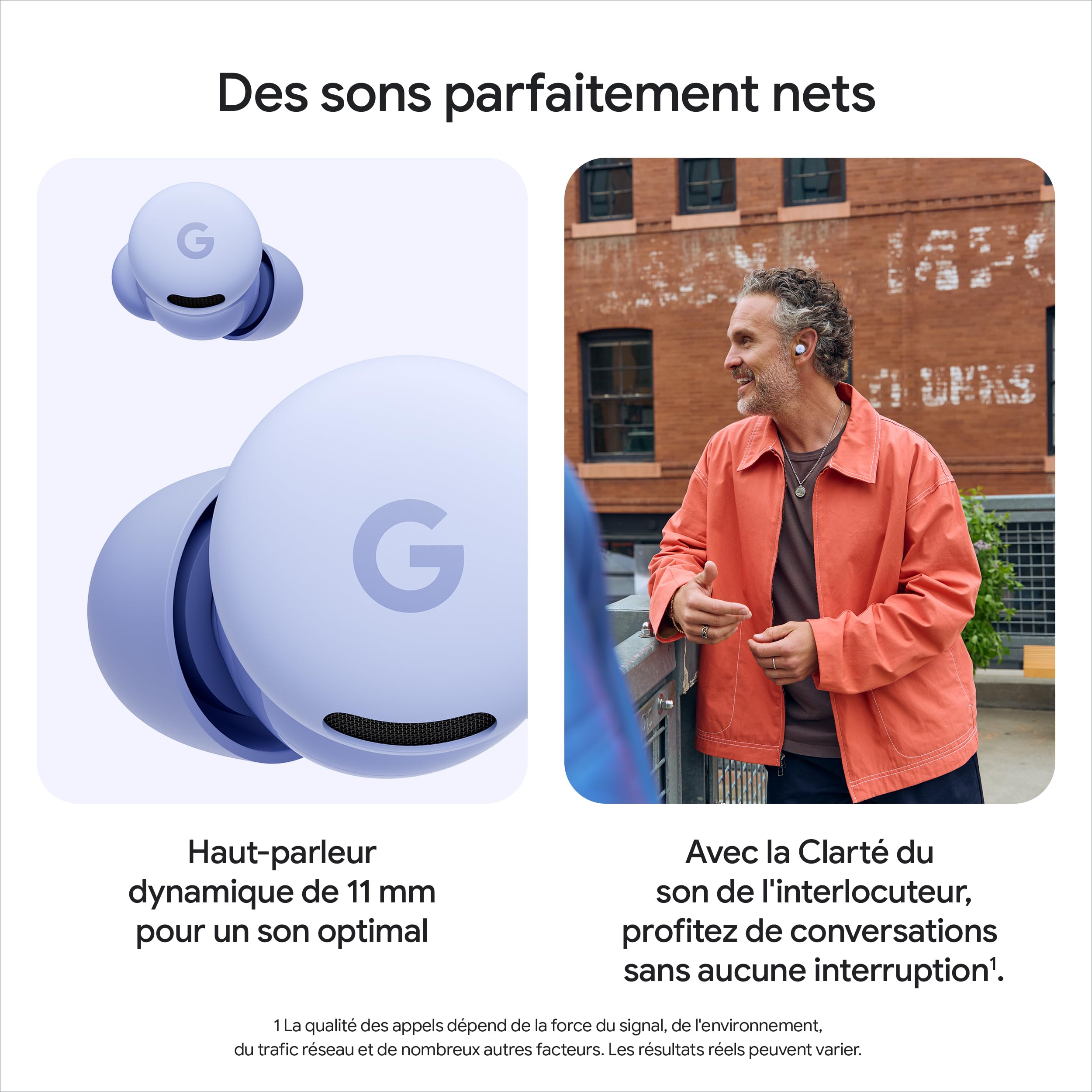 Google Pixel Buds 2a – Écouteurs sans Fil avec Suppression Active du Bruit – Légers et Confortables – Résistants à l'eau – Compatibles Bluetooth – Brume