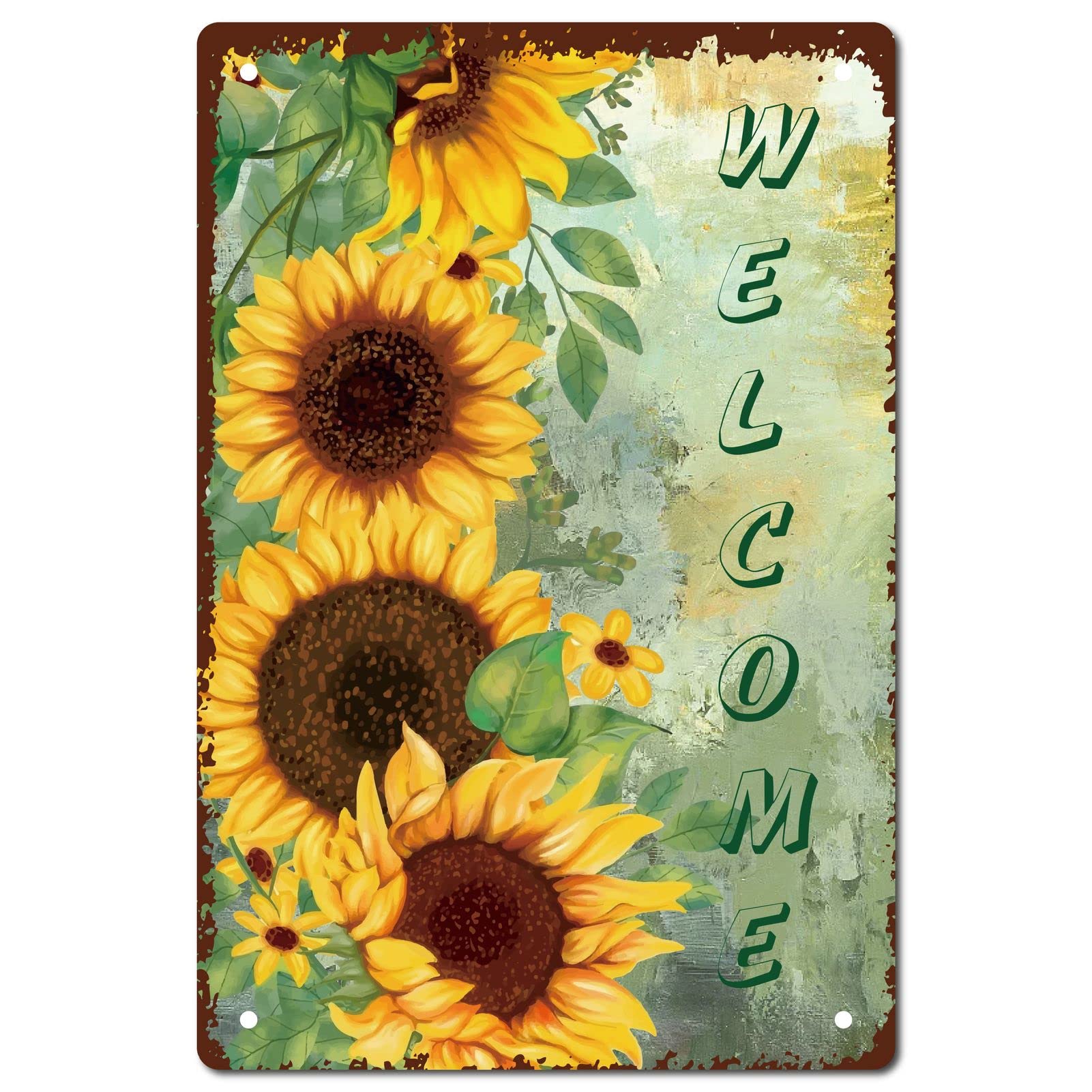 CREATCABIN Sunflower Tin Sign Vintage Metal Signs Iron Painting Retro Metal Tin Sign Plaque Poster Garden Wall Art Plaque for House Bathroom Kitchen Cafe Wall Halloween Christmas Decor 8 x 12 Inch โ image 1