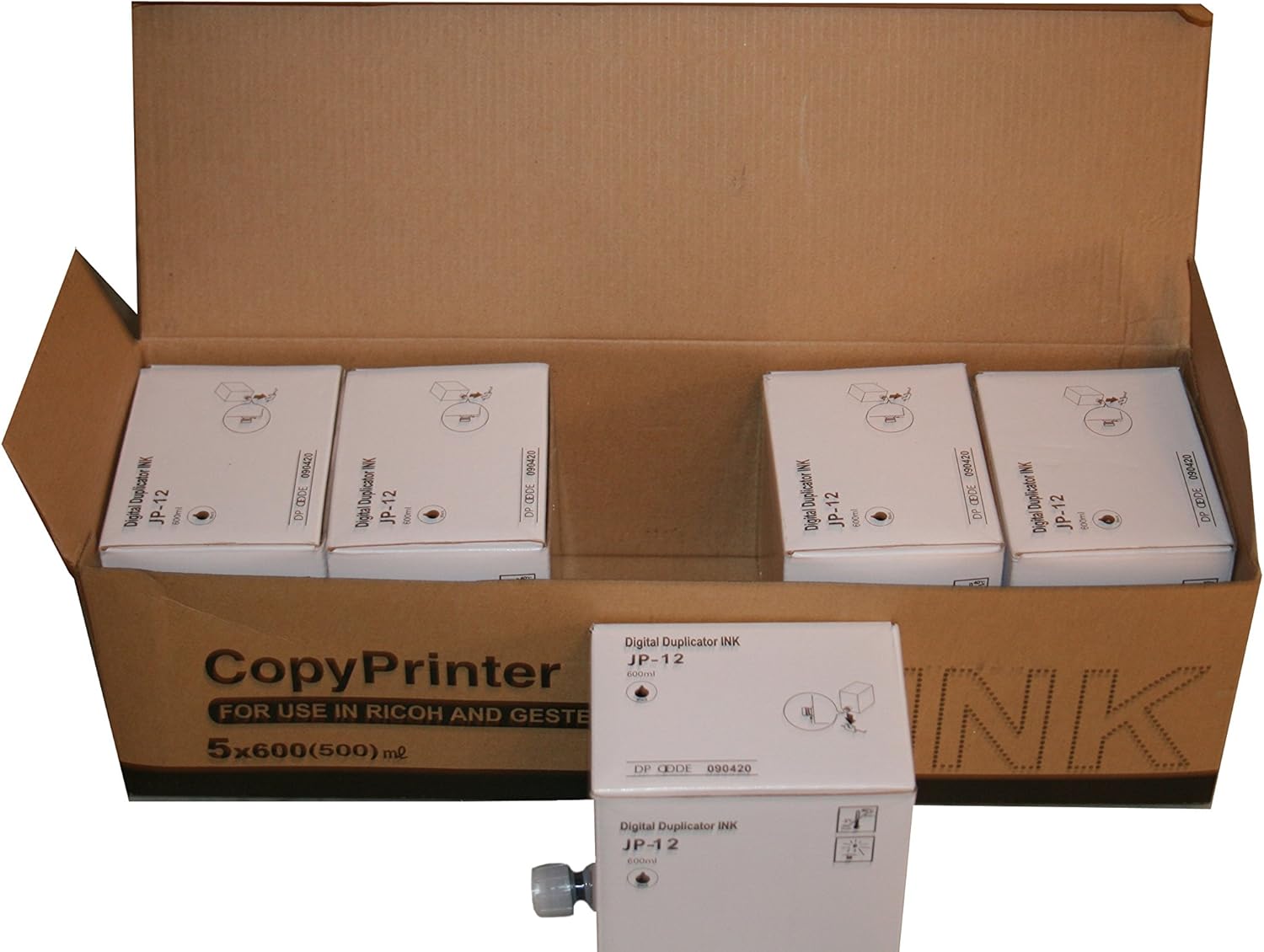 5 Brand JP12 Inks Compatible with Ricoh JP-12/ Gestetner CPI3, CPI7 / Savin 4563, 4568 / Standard 3380 Compatible Brand Black Inks. for use in Ricoh DX3340, Savin 3150E. RICJP12C