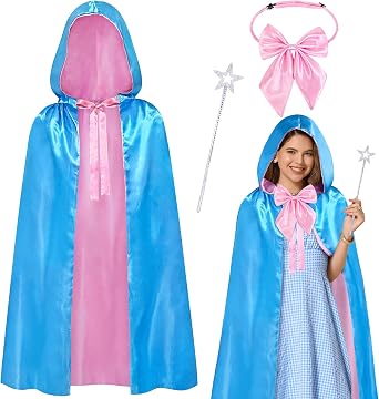 Horolam Fairy Godmother Costume Set, Fairy Costume Accessories with Fairy Hooded Cloak Bow Tie Star Stick for World Book Day