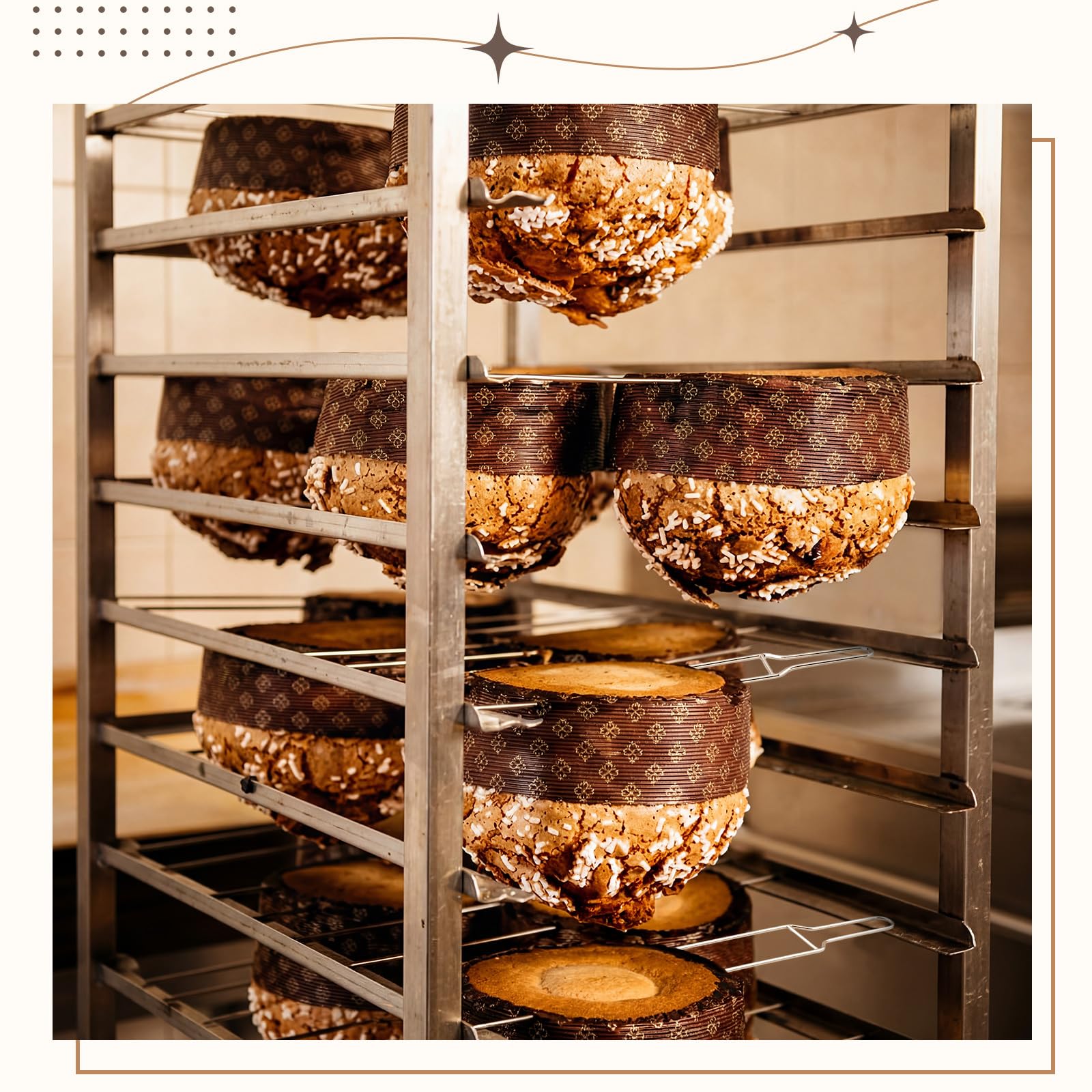 Hotop 3 Pezzi Spillone per Panettone Colomba Pasquale 1.5 kg 40 cm Acciaio Inox Forchetta di Raffreddamento Capovolt Anti-Cedimento Aghi per Lievitati Facile da Usare Casa e Pasticceria