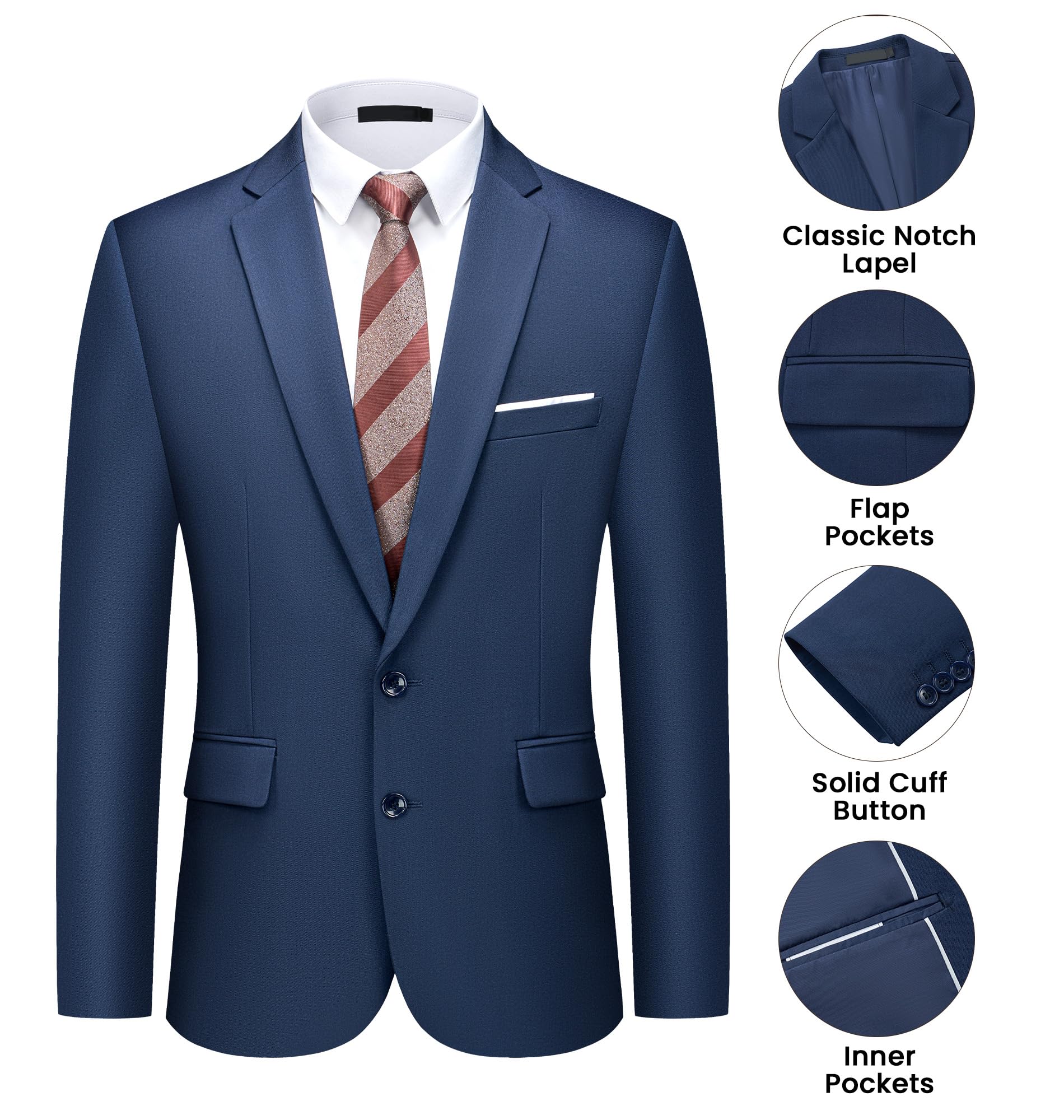 Traje Hombre 2 Piezas Slim Fit Traje Hombre Elegante 2 Botones Chaqueta Pantalón Traje Formal Business Oficina Boda Evento Fiesta Trabajo Clásico Moderno Smoking