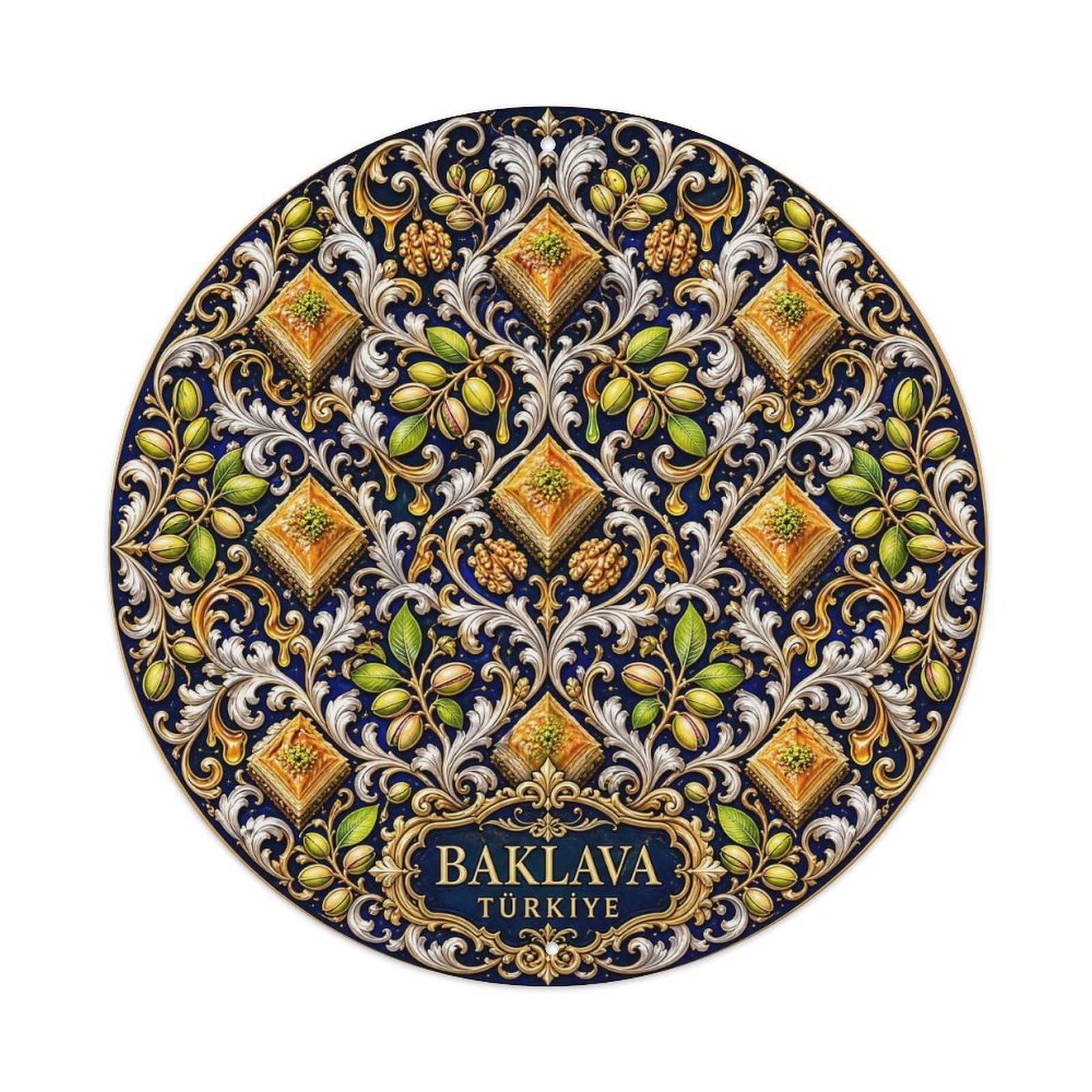 Baklava Indigo Blue Arabesque Pattern Heritage Metal Tin Sign