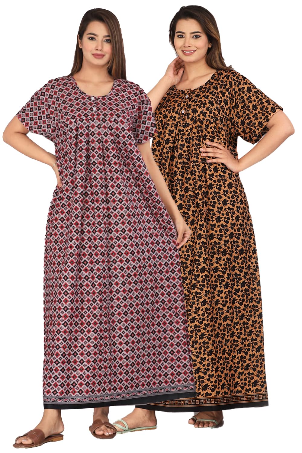Brand Women Cotton Floor Length Nighty Combo Pack of 2-image-22