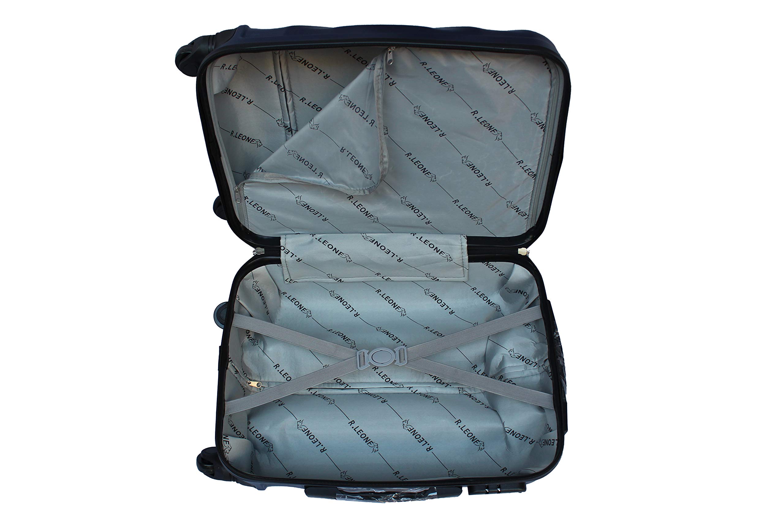 R.Leone Valigia Trolley Bagaglio a mano Rigido Ultraleggero in ABS 4 Ruote Autonome 2037 (Blu)
